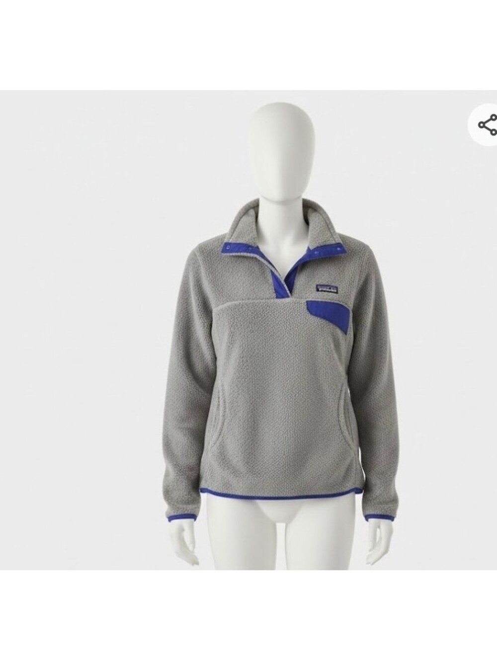 Patagonia Women’s Small Retool Snap T Fleece Pullover Jacket Gray Royal Blue
